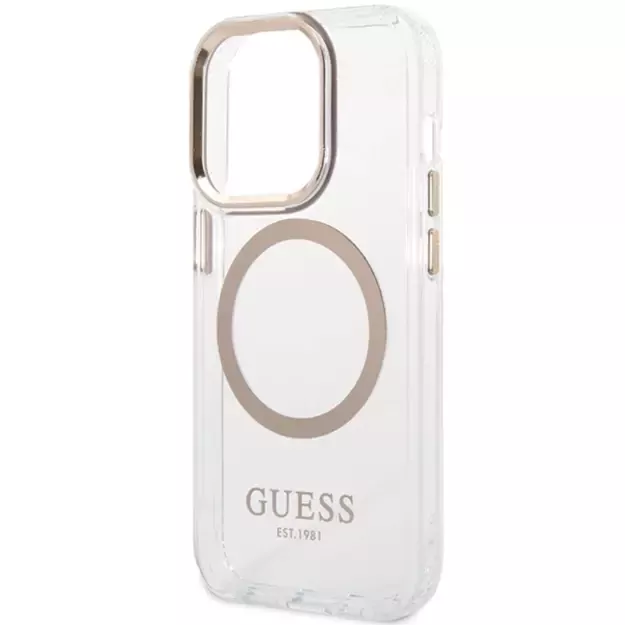 Guess Metal Outline Magsafe iPhone 15 Pro Max Case - Gold 5