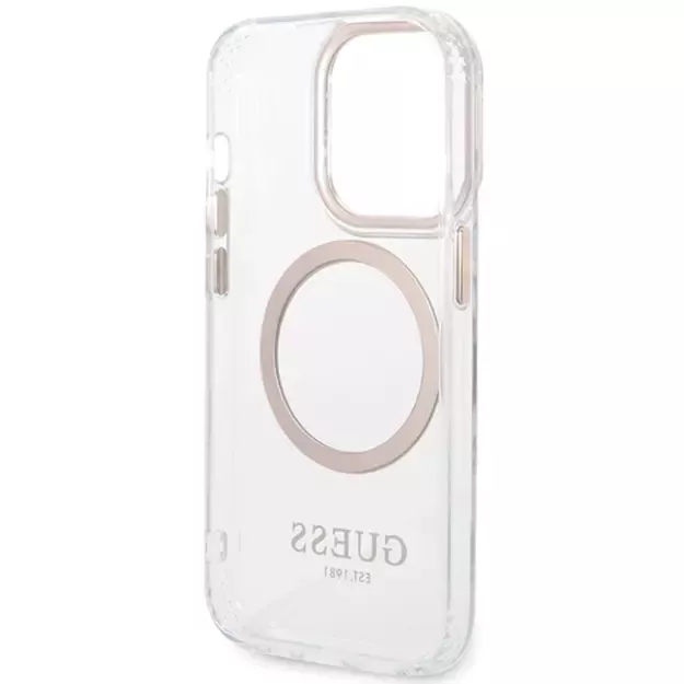 Guess Metal Outline Magsafe iPhone 15 Pro Max Case - Gold 6