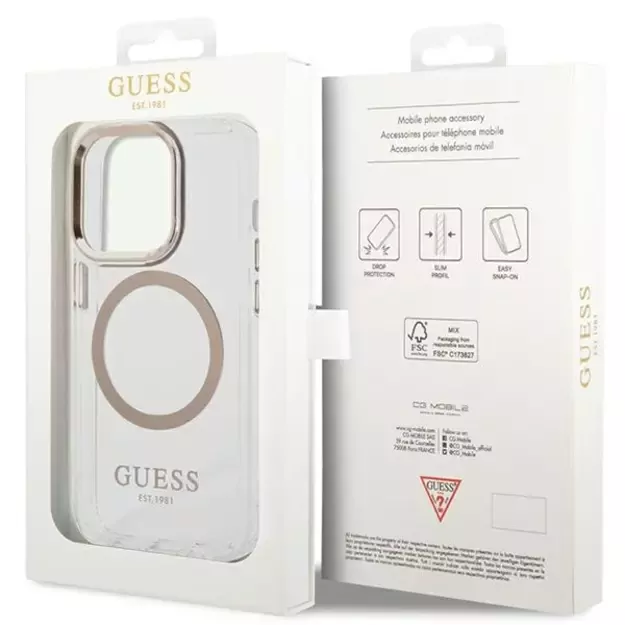 Guess Metal Outline Magsafe iPhone 15 Pro Max Case - Gold 7
