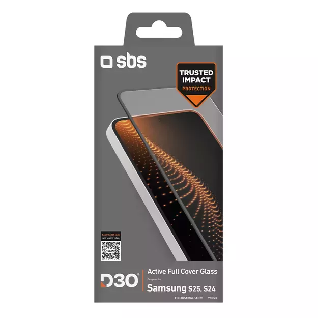 SBS Tempered Glass D3O with frame for Samsung Galaxy S25 / S24 2