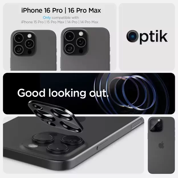 Spigen Optik.tR Camera Protector for iPhone 14 Pro / Pro Max / 15 Pro / Pro Max / 16 Pro / Pro Max - Black 2 pcs. 10