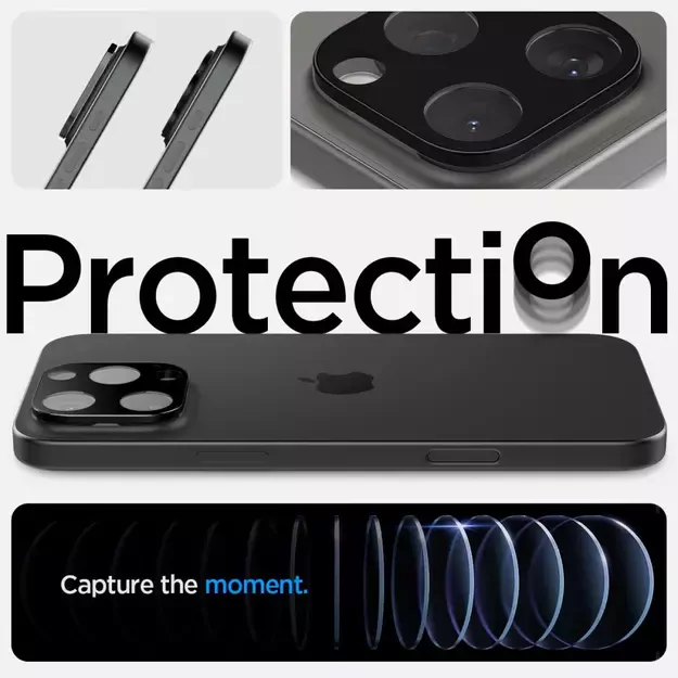Spigen Optik.tR Camera Protector for iPhone 14 Pro / Pro Max / 15 Pro / Pro Max / 16 Pro / Pro Max - Black 2 pcs. 11