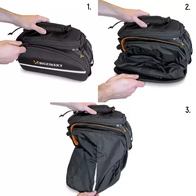 Wozinsky roomy bike carrier bag 35L (rain cover included) black (WBB19BK) 14