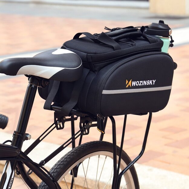 Wozinsky roomy bike carrier bag 35L (rain cover included) black (WBB19BK) 40