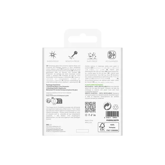 Puro Single Camera Lens Tempered Glass for Samsung Galaxy S25 Camera Lenses 2