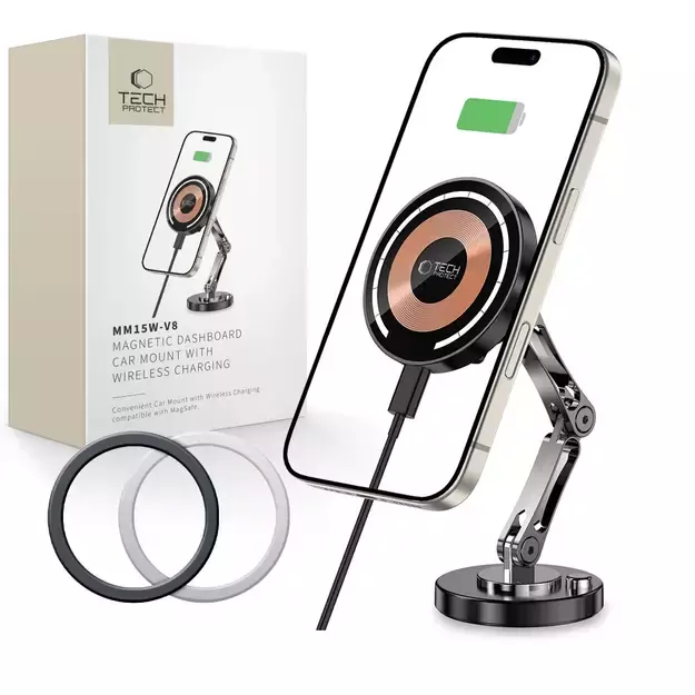 Tech-Protect MM15W-V8 Magnetic Car Holder for Dashboard with MagSafe 15W - Black