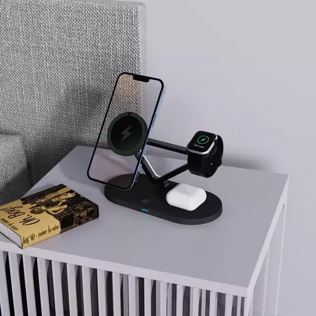 Tech-Protect QI15W-A41 3in1 Wireless Charger with MagSafe for Apple Devices - Black 4
