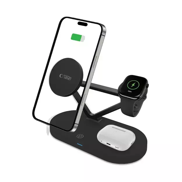 Tech-Protect QI15W-A41 3in1 Wireless Charger with MagSafe for Apple Devices - Black 1