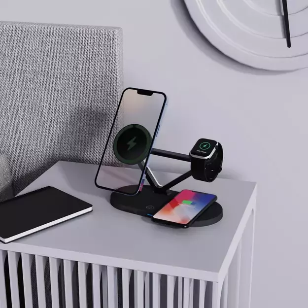 Tech-Protect QI15W-A41 3in1 Wireless Charger with MagSafe for Apple Devices - Black 5