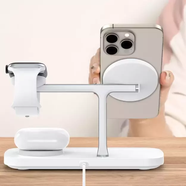 Tech-Protect QI15W-A45 3in1 Wireless Charger with MagSafe for Apple Devices - White 14