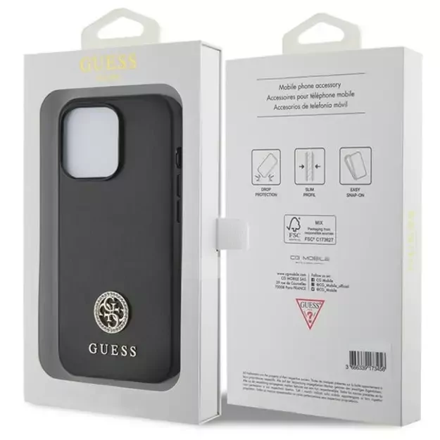 Guess GUHCP13XPS4DGPK iPhone 13 Pro Max 6.7&quot  black/black hardcase Strass Metal Logo 14
