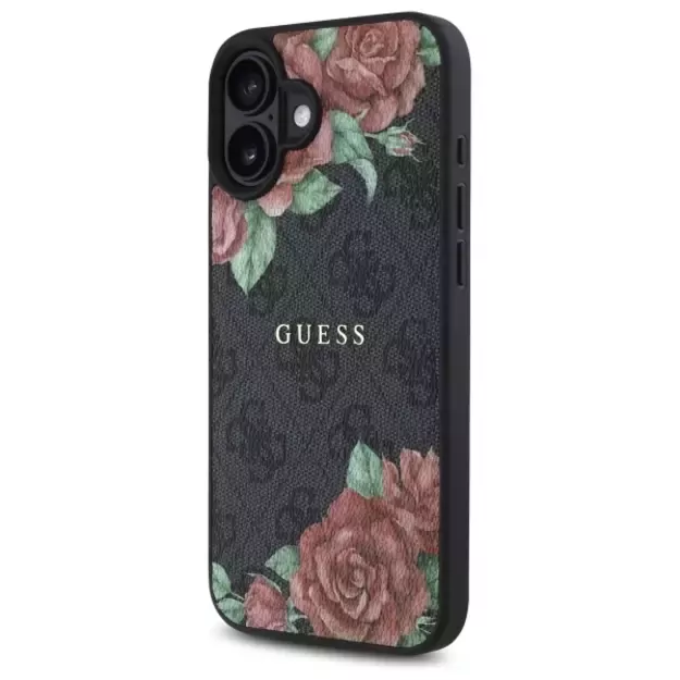 Guess GUHMP16SP4ROPEMCK iPhone 16 6.1&quot  black/black hardcase 4G Flowers Print MagSafe 1