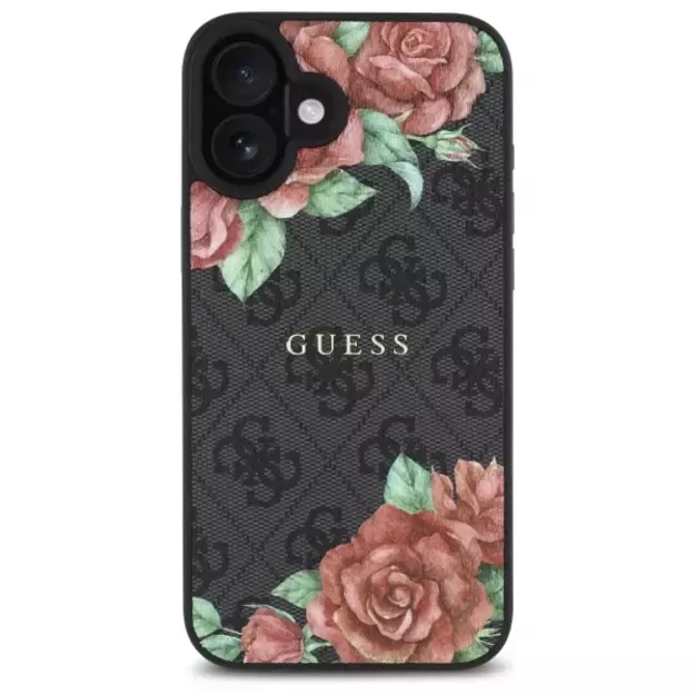 Guess GUHMP16SP4ROPEMCK iPhone 16 6.1&quot  black/black hardcase 4G Flowers Print MagSafe 2