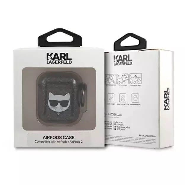 Karl Lagerfeld KLA2UCHGK AirPods 1/2 cover black/black Glitter Choupette 6