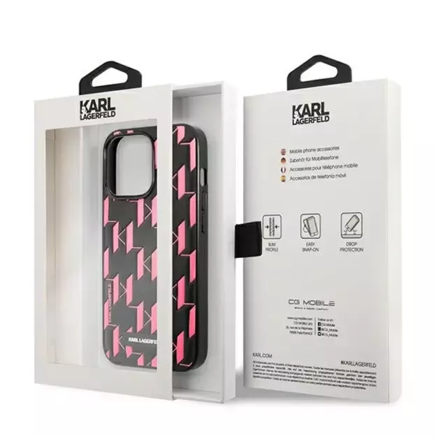 Karl Lagerfeld Monogram Plaque iPhone 13 Pro Max 6.7&quot  Case - Pink 7