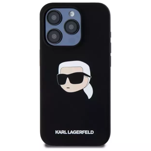 Karl Lagerfeld KLHMP15XSKHPPLK iPhone 15 Pro Max 6.7&quot  black/black hardcase Silicone Karl Head Print MagSafe 9