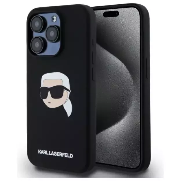 Karl Lagerfeld KLHMP15XSKHPPLK iPhone 15 Pro Max 6.7&quot  black/black hardcase Silicone Karl Head Print MagSafe