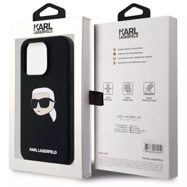 Karl Lagerfeld KLHMP15XSKHPPLK iPhone 15 Pro Max 6.7&quot  black/black hardcase Silicone Karl Head Print MagSafe 14