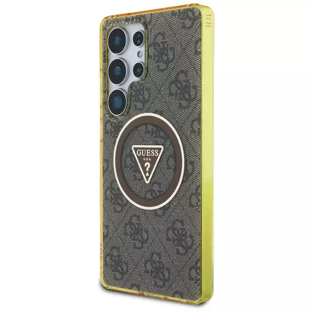Guess 4G Glitter Triangle Buttons MagSafe Case for Samsung Galaxy S25 Ultra Brown 1