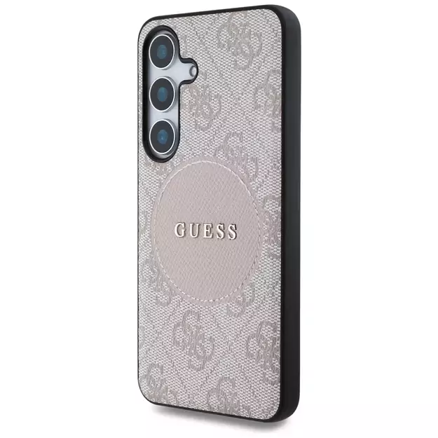 Guess 4G Round Patch Classic Logo MagSafe Case for Samsung Galaxy S25 Plus Pink 8