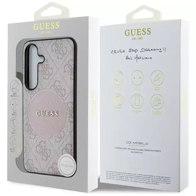 Guess 4G Round Patch Classic Logo MagSafe Case for Samsung Galaxy S25 Plus Pink 14