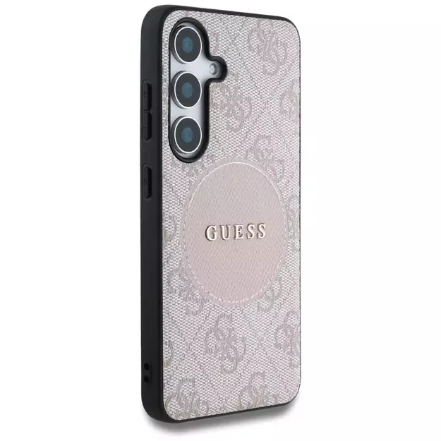 Guess 4G Round Patch Classic Logo MagSafe Case for Samsung Galaxy S25 Plus Pink 10