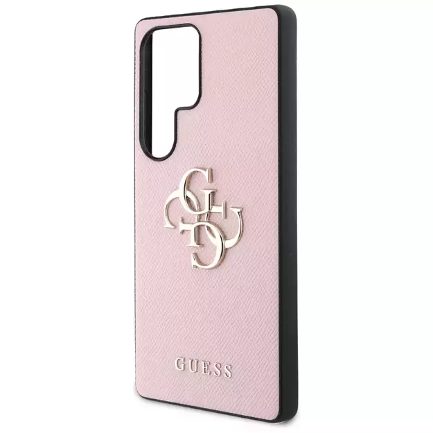 Guess Grained Big 4G Logo Small Classic Logo Case for Samsung Galaxy S25 Ultra pink 12