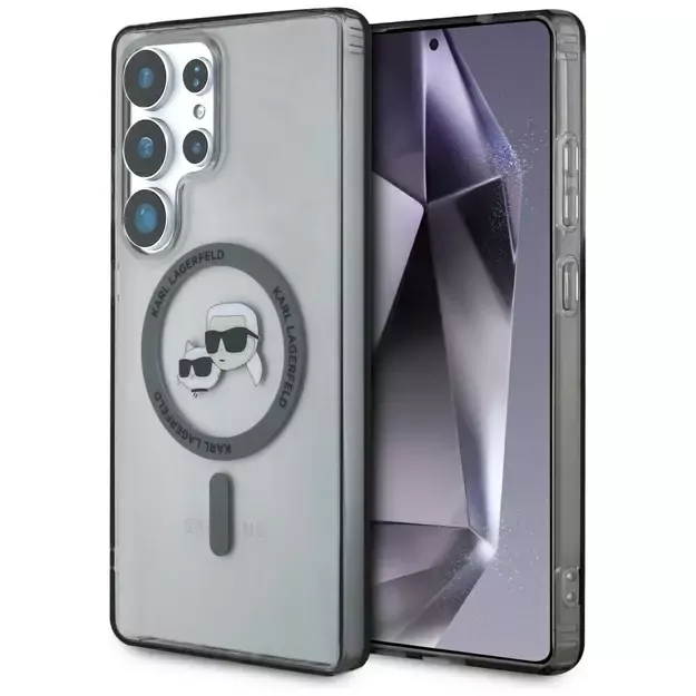 Karl Lagerfeld Button Karl &amp  Choupette Heads Printed Logo MagSafe Samsung Galaxy S25 Ultra case black