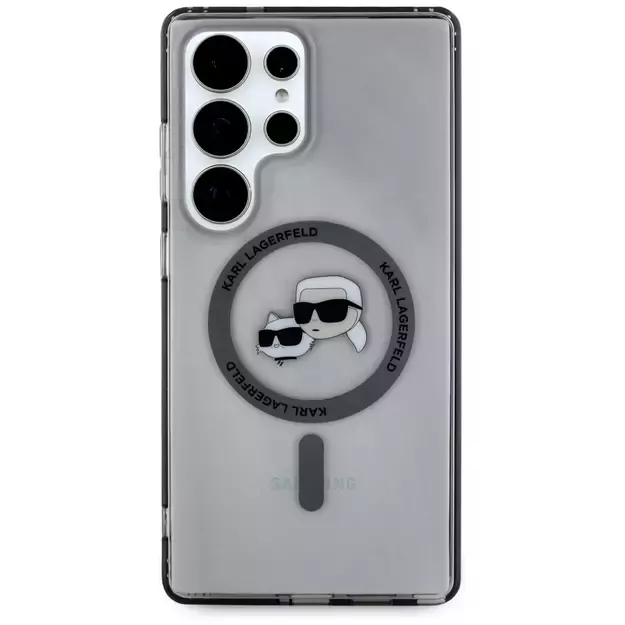 Karl Lagerfeld Button Karl &amp  Choupette Heads Printed Logo MagSafe Samsung Galaxy S25 Ultra case black 5
