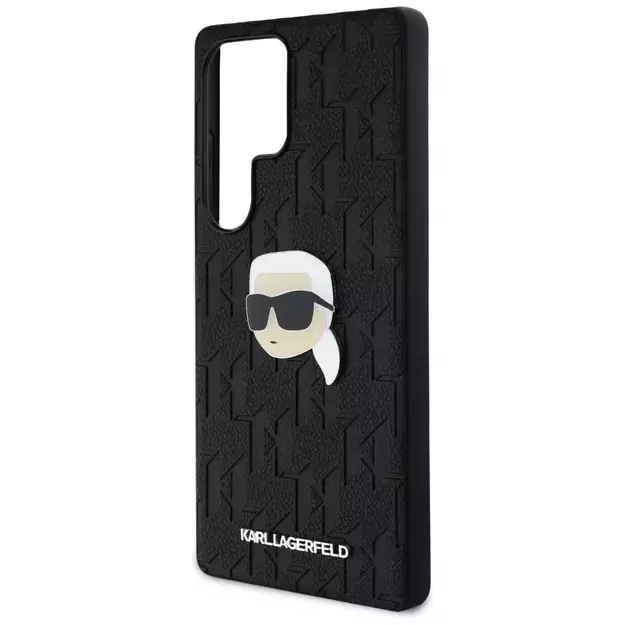 Karl Lagerfeld Leather Monogram Pin Logo Karl Head Samsung Galaxy S25 Ultra Case Black 12