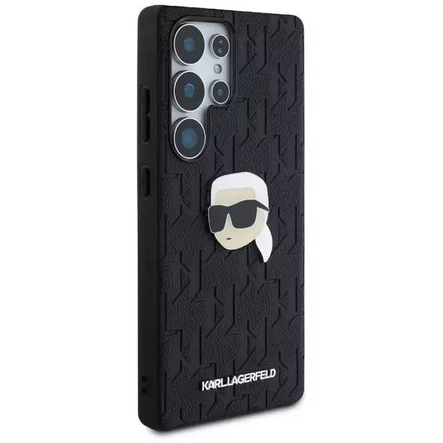 Karl Lagerfeld Leather Monogram Pin Logo Karl Head Samsung Galaxy S25 Ultra Case Black 10