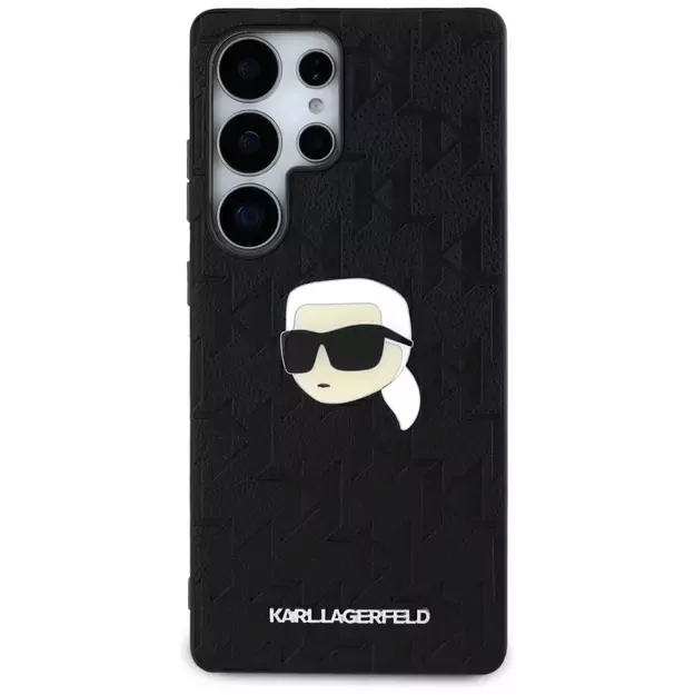 Karl Lagerfeld Leather Monogram Pin Logo Karl Head Samsung Galaxy S25 Ultra Case Black 9