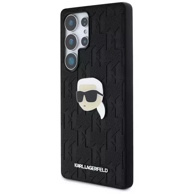 Karl Lagerfeld Leather Monogram Pin Logo Karl Head Samsung Galaxy S25 Ultra Case Black 8