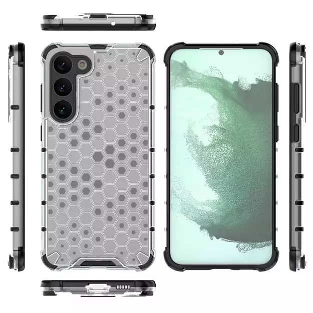 Honeycomb case for Samsung Galaxy S23+ armored hybrid cover transparent 16