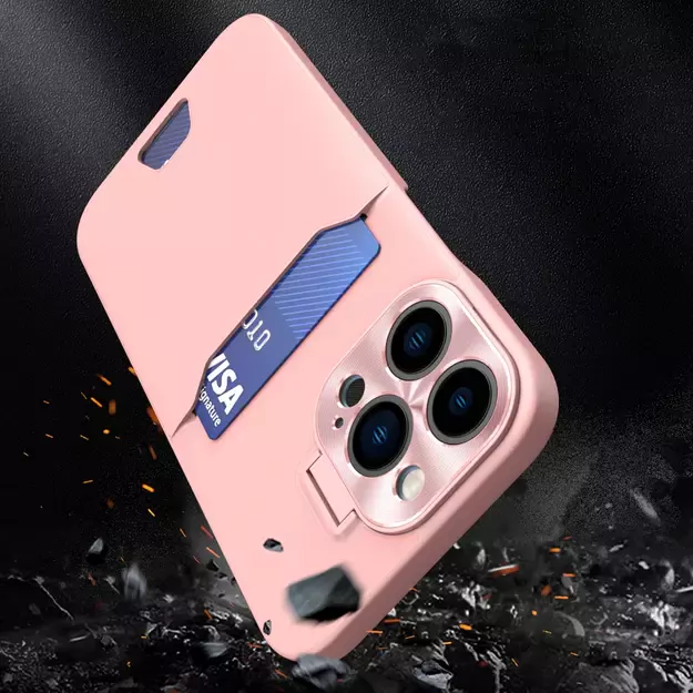 Leather Stand Case for iPhone 14 Plus Card Wallet Cover with Stand Pink 2