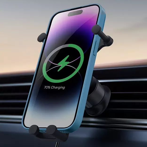 Baseus car holder with built-in 15W inductive charger for air vent black 15