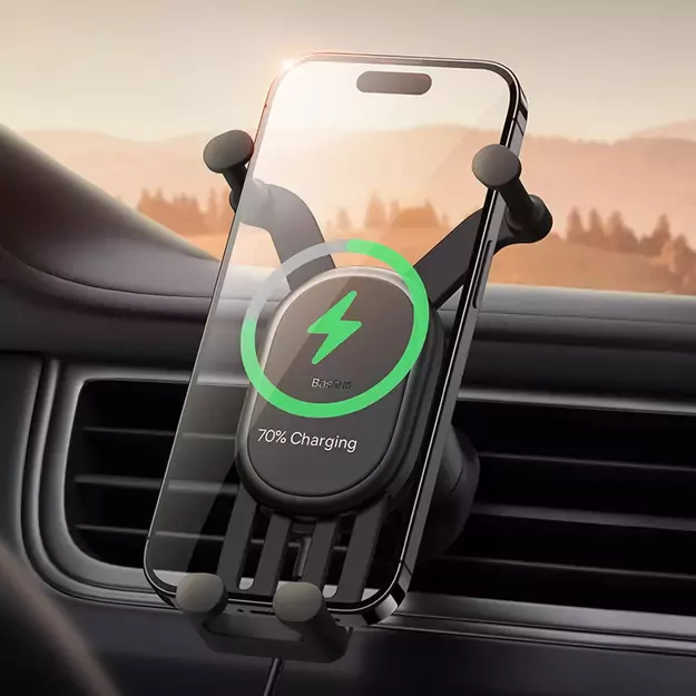 Baseus car holder with built-in 15W inductive charger for air vent black 11