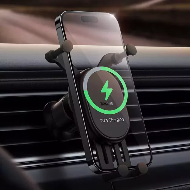 Baseus car holder with built-in 15W inductive charger for air vent black 12