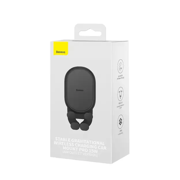 Baseus car holder with built-in 15W inductive charger for air vent black 4