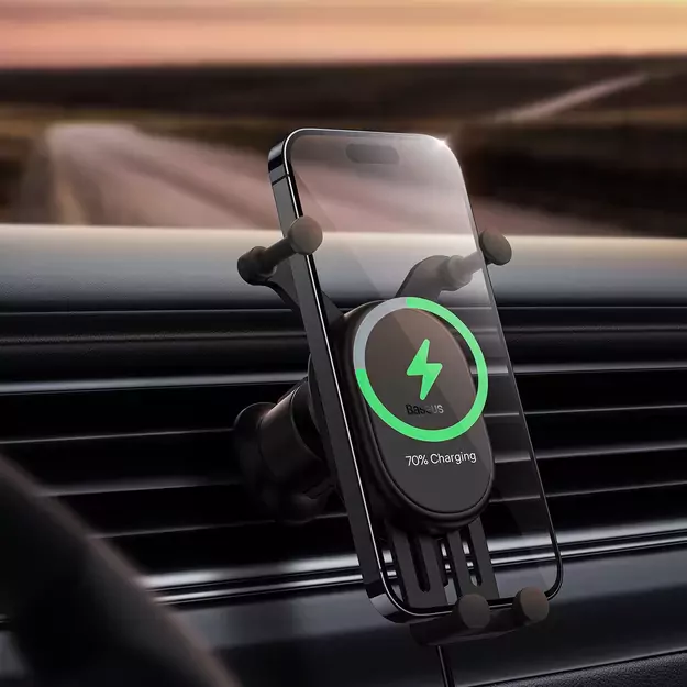 Baseus car holder with built-in 15W inductive charger for air vent black 8