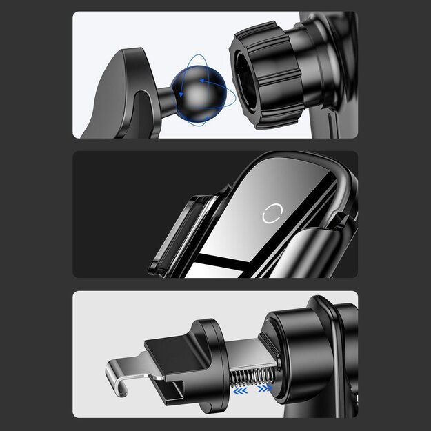 Baseus Automatic Electric Car Holder Qi Wireless Charger 15W Black (WXHW03-01) 15