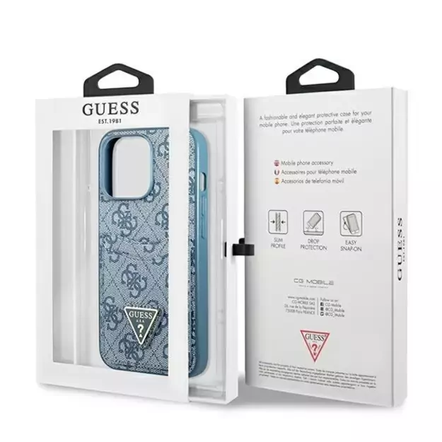Guess 4G Triangle Logo Cardslot Case for iPhone 13 Pro / 13 - Blue 14
