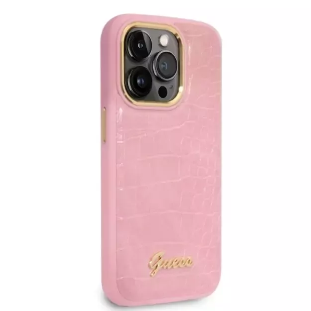 Guess Croco Collection case for iPhone 14 Pro - pink 3