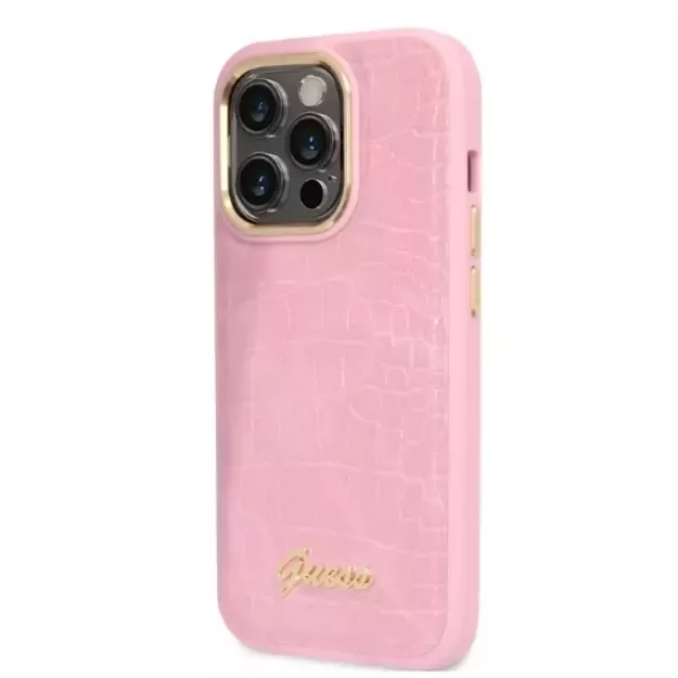 Guess Croco Collection case for iPhone 14 Pro - pink 1