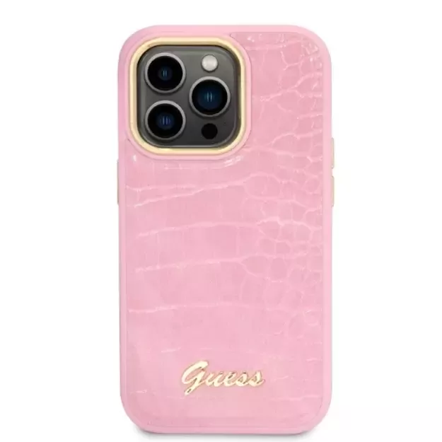 Guess Croco Collection case for iPhone 14 Pro - pink 2