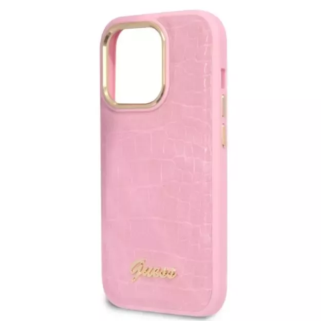 Guess Croco Collection case for iPhone 14 Pro - pink 5