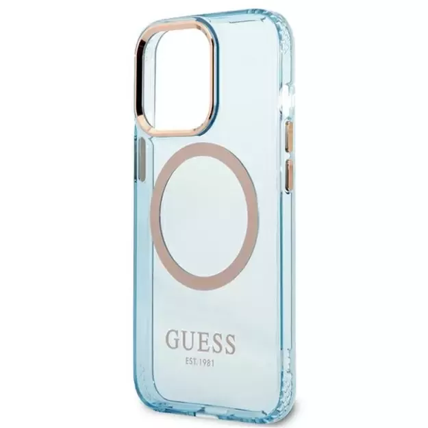 Guess Gold Outline Translucent MagSafe case for iPhone 13 Pro / iPhone 13 - blue 5