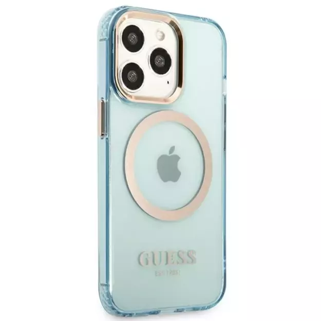 Guess Gold Outline Translucent MagSafe case for iPhone 13 Pro / iPhone 13 - blue 3
