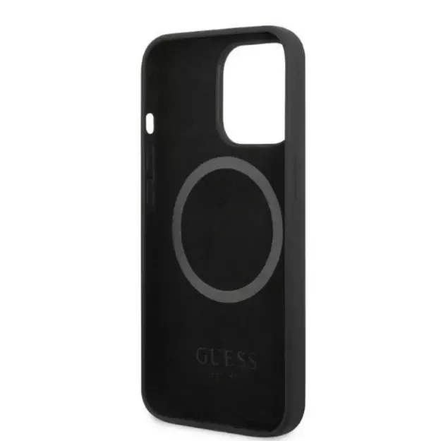 Guess GUHMP13LSPLK iPhone 13 Pro / 13 6.1&quot  black/black hard case Silicone Logo Plate MagSafe 13