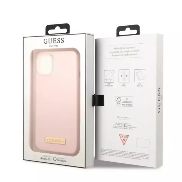 Guess GUHMP13SSBPLP iPhone 13 mini 5.4&quot  pink/pink hard case Silicone Logo Plate MagSafe 14